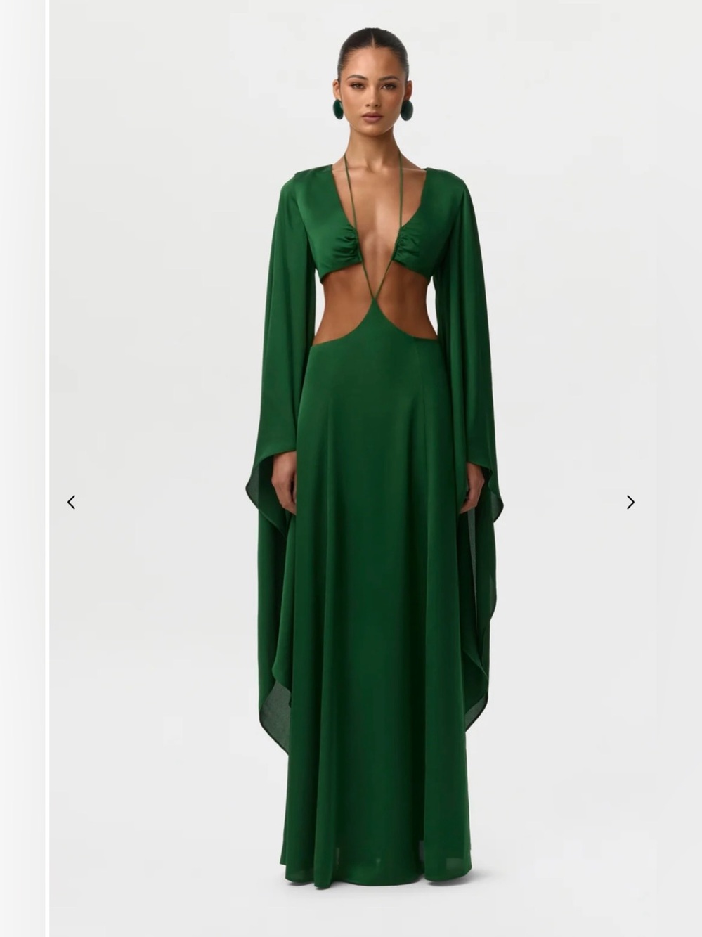 Naked Wardrobe Satin Cutout Maxi Dress Jade